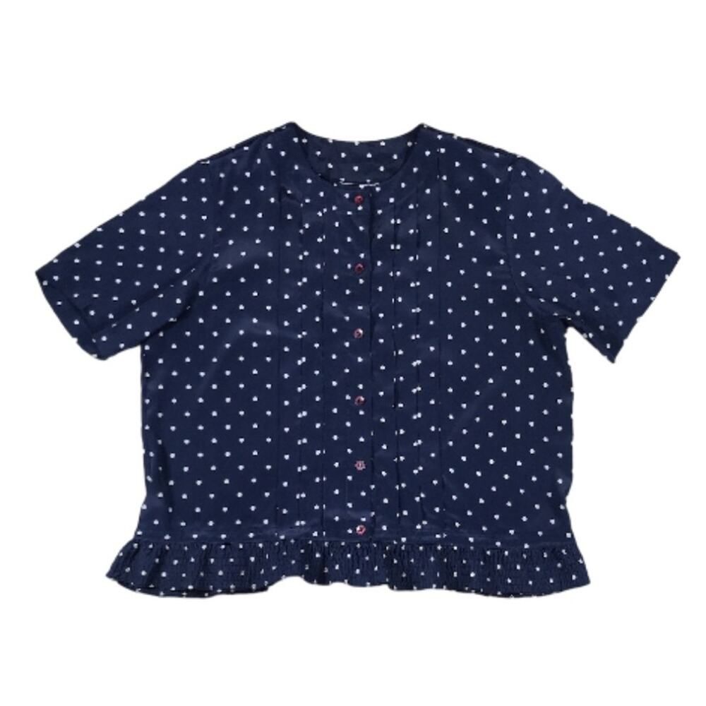 Blue/White Polka Dot Padded Top | Size L